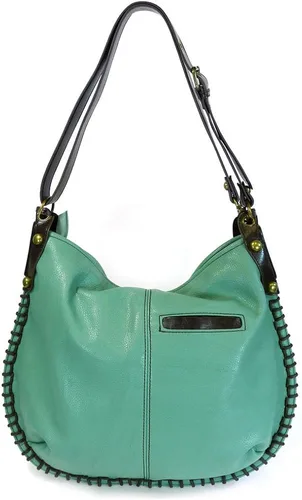 Miniatura 5 de Chala Bolsos de mano, estilo casual, suave, grande hombro o bolso cruzado con llavero, color verde azulado, Búho