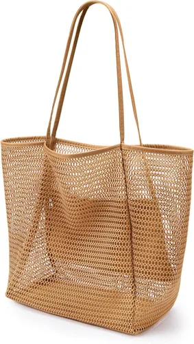 Miniatura 22 de KALIDI Bolso de Mano de Nylon de Playa con Malla, Bolso de Mano Casual Hobo para Mujer, Plegable, MAX 23L, Bolso de Hombro para Playa, Picnic