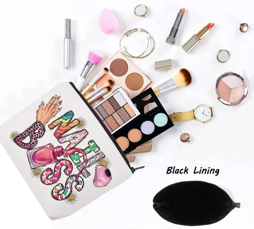 Miniatura 3 de LEVLO Nail Boss Bolsa de maquillaje cosmética para técnicos de uñas, regalo para artistas de uñas, bolsa con cremallera, bolsa de tecnología