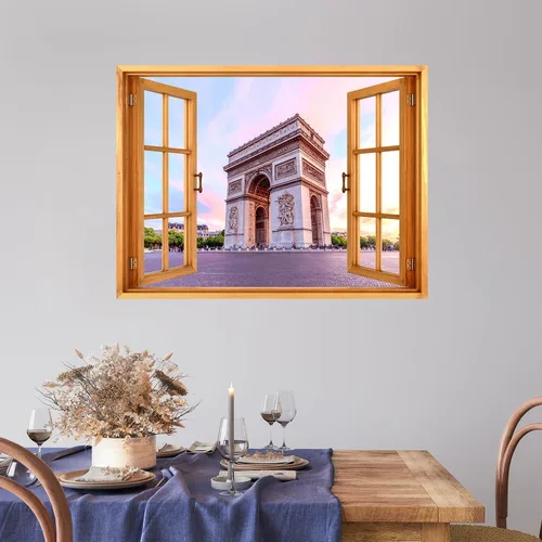 Miniatura 34 de wall26 Adhesivo decorativo para pared, diseño de oso y mariposa fuera de una ventana abierta, no se pega ni se pega, papel tapiz no tejido