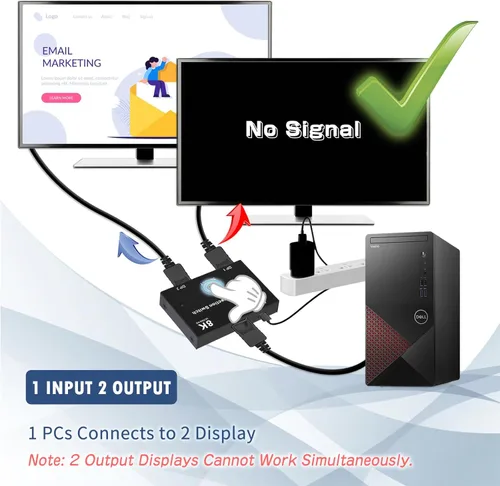 Miniatura 6 de 8K DisplayPort Switch Splitter DP 1.4 Bidireccional Switcher Soporte 8K @30Hz 4K @120Hz 2 en 1 Salida o 1 en 2 Salida Compatible