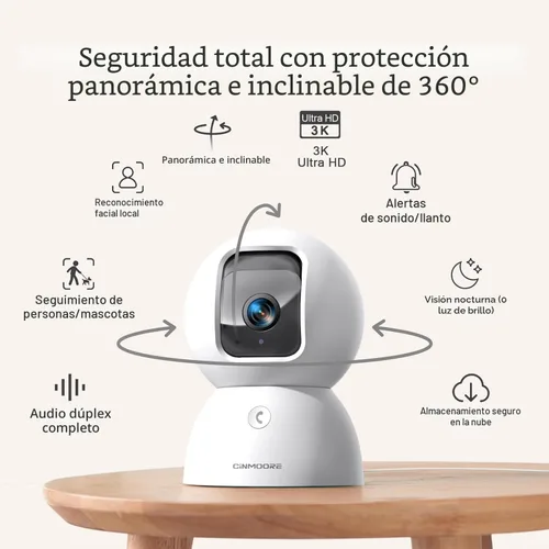 Miniatura 2 de Cámara de seguridad 3K mejorada para interiores, lapso de tiempo gratuito, seguimiento AI e ID facial, cámaras PTZ de monitor