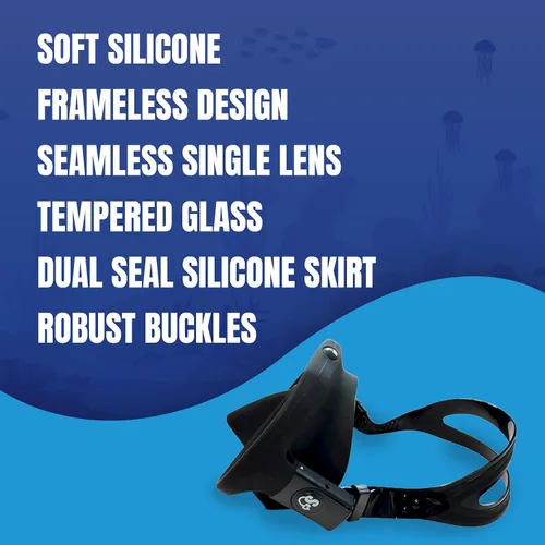 Miniatura 4 de Spartacus Frameless Dive Mask, Ultra-Clear Low-Iron Glass, Wide View, Low Volume, 100% Silicone Skirt