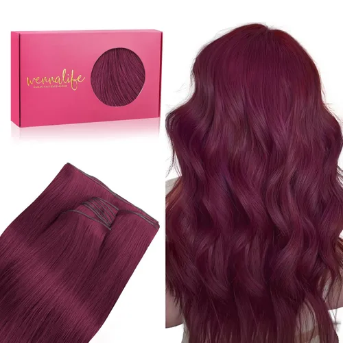 Miniatura 18 de WENNALIFE Extensiones de cabello humano real, 20 pulgadas, 3.53 onzas, color marrón chocolate, trama, cabello Remy atado a mano, extensiones