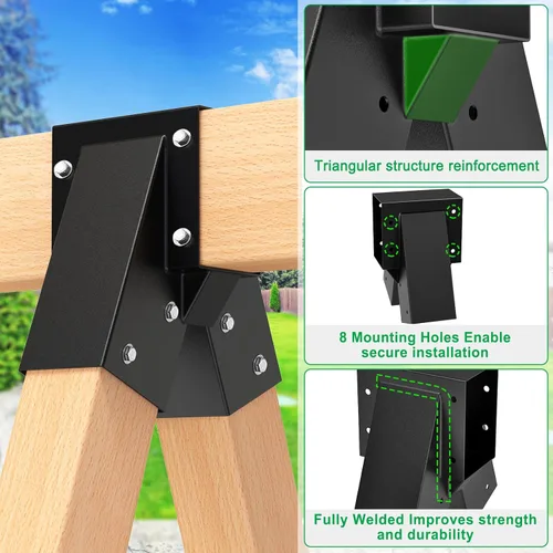 Miniatura 2 de SELEWARE Juego de soportes de columpio de alta resistencia, kit de accesorios de columpio con marco A, 1 soporte medio y 2 soportes de base