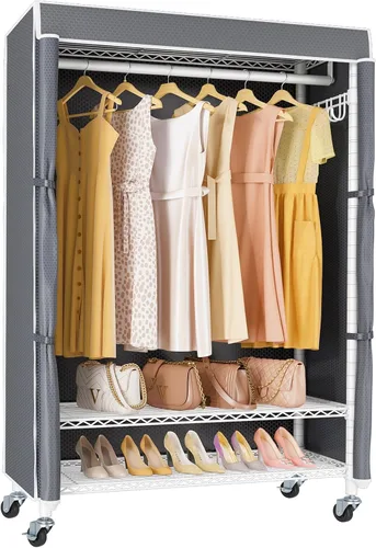 Miniatura 11 de VIPEK R3C Plus Perchero para Ropa - Perchero Rodante para Ropa con Ruedas con Seguro, Armario Portátil de Servicio Pesado con Estantes Ajustables