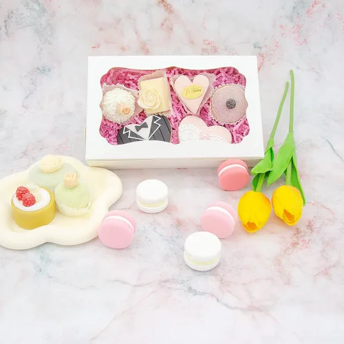 Miniatura 14 de 20 cajas blancas de panadería de 8 x 6 x 2.5 pulgadas, cajas de galletas con ventana, cajas de postre para galletas, pasteles, macarrones, donas