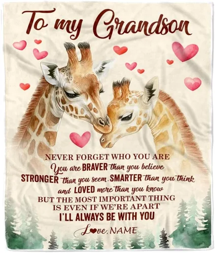 Miniatura 7 de Manta personalizada con texto en inglés «To My Grandson from Grandma Grandpa You Will Never Lose Lion Nison», manta de forro polar personalizada