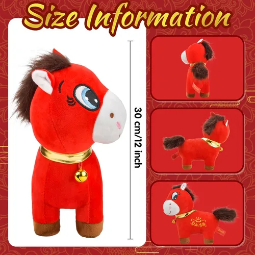 Miniatura 2 de Peluche de Año Nuevo Chino del Caballo 2026, ideal para decoración del hogar, mascota de recuerdo para adornos de automóvil, hogar, oficina, tienda