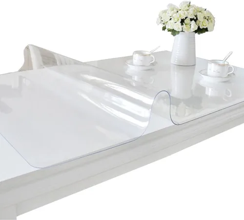 Miniatura 11 de ETECHMART Protector de mesa de plástico transparente rectangular de 12 x 24 pulgadas, protector de mesa grueso impermeable transparente para mesa