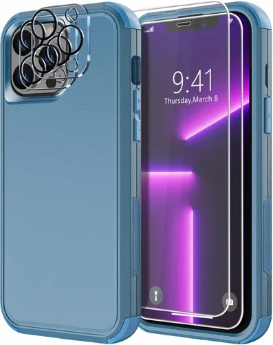 Miniatura 13 de Diverbox Funda diseñada para iPhone 13 Pro con protector de pantalla para lente de cámara, resistente a los golpes, resistente a los golpes