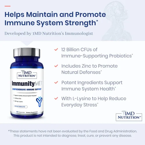 Miniatura 3 de 1MD Nutrition ImmunityMD - Probiótico para la salud inmunológica Potentes cepas probióticas seleccionadas por médicos con prebiótico - Promueve