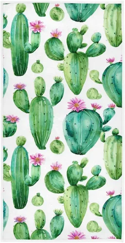 Toallas de mano con diseño de cactus y flores de acuarela de 30 x 15 pulgadas, toallas multiusos para baño, manos, cara, gimnasio, spa