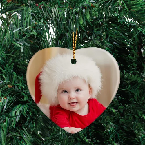 Miniatura 6 de Adorno de Navidad personalizado con foto de corazón 2025 con cualquier imagen, carga cualquier foto, texto opcional, recuerdo, cerámica, adornos