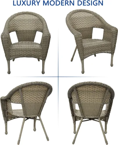 Miniatura 9 de Silla individual Clark de mimbre de resina gris - Juego de 2