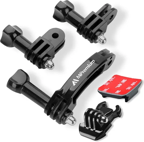 MiPremium Juego de montaje de casco de brazo de extensión giratoria para GoPro Hero 13 12 11 10 9 8 7 6 5 4 Session Negro Plata XIAOYI 4K SJCAM