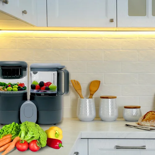 Miniatura 6 de Vaporizador y licuadora de alimentos para bebés, procesador de alimentos multifunción 4 en 1 y vaporizador con licuadora, descongelación