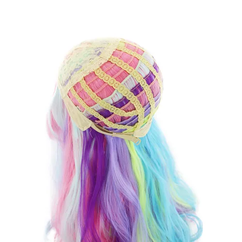 Miniatura 5 de AGPTEK Peluca de pelo largo y ondulado con arco iris, resistente al calor, para festivales de música, fiestas temáticas, bodas, conciertos, citas