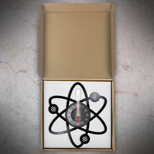 Miniatura 7 de Reloj de pared de 12 pulgadas, cuarzo silencioso, sin tictac, funciona con pilas, moderno, decorativo, física, ciencia, mecánica cuántica, reloj