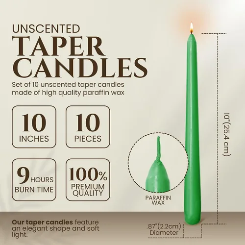 Miniatura 2 de Axiom Candles - Velas cónicas de 10 pulgadas sin goteo - Velas altas sin perfume y sin humo - 9 horas de combustión - Velas cónicas para el hogar