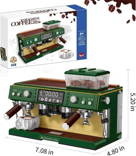 Miniatura 6 de Juego de construcción de máquina de café para adultos 928 piezas: kit de bloques de cafetera de doble cabeza, modelo clásico de colección