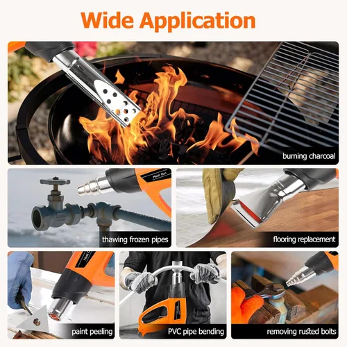 Miniatura 6 de Pistola de calor de 1800 W para bricolaje, artesanos y reparación de productos electrónicos, temperatura variable de 140 °F a 1112 °F, calor rápido