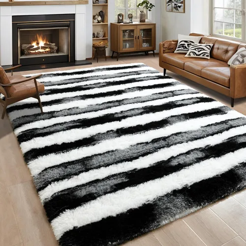 Miniatura 19 de Noahas - Alfombras mullidas de 4 x 6 pies para dormitorio y sala de estar, alfombra gruesa y peluda de color gris, alfombra de suelo antideslizante