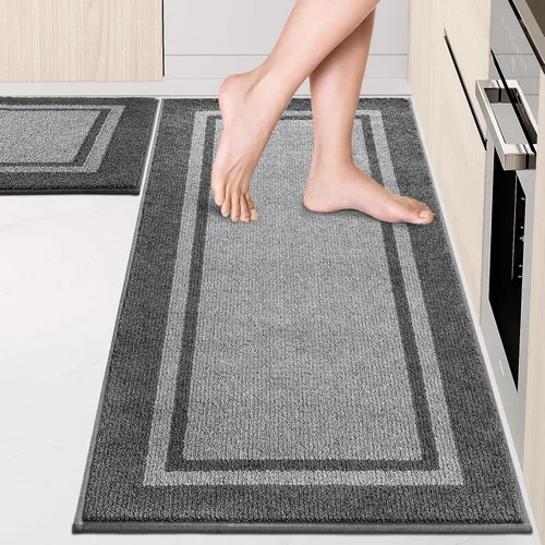 Miniatura 15 de anllugs Alfombras de cocina de 24 x 36 pulgadas, antideslizantes, lavables a máquina, tapetes absorbentes y cómodos para cocina, fregadero, Beige