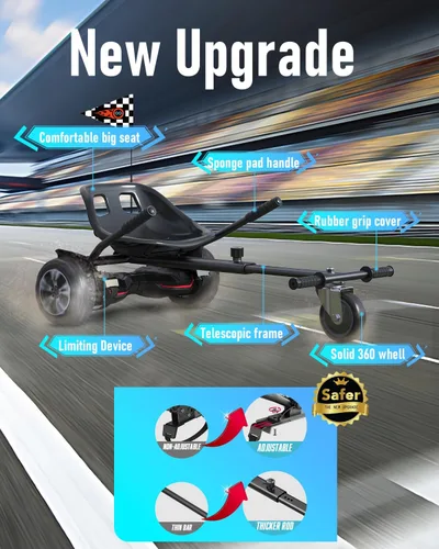 Miniatura 5 de Gyroor Accesorio de asiento de scooter de autoequilibrio, conversión de Go Kart para scooters de autoequilibrio de 6.5 a 10 pulgadas, longitud