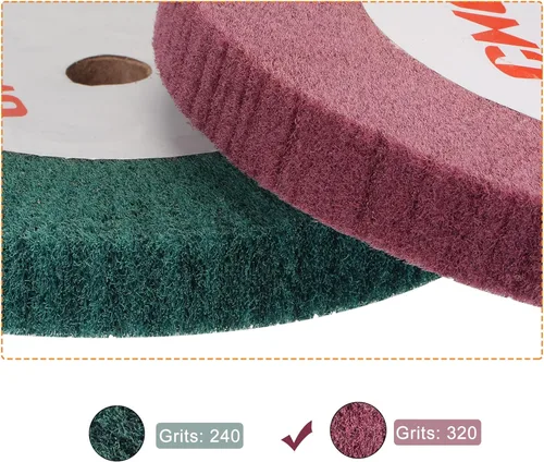 Miniatura 4 de uxcell Rueda de pulido no tejida de grano 320 de 5.906 in x 0.984 in, rueda de pulido abrasiva de alambre de nailon para acero inoxidable, cobre rojo
