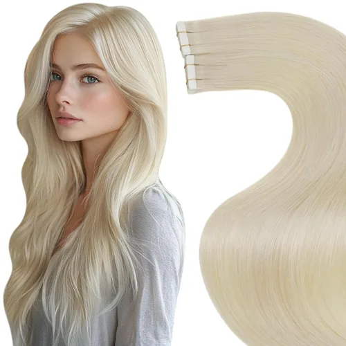 Miniatura 50 de LaaVoo - Extensiones de cabello humano Remy adhesivas con cinta invisible, cabello negro natural, extensiones de cabello para mujeres de color, 20