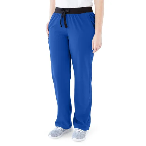 Miniatura 138 de ave. Varick - Pantalón médico de tiro medio para mujer, pierna recta, seis bolsillos, color azul caribeño, talla S