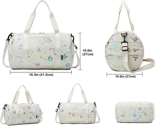 Miniatura 5 de Pequeña bolsa de gimnasio para mujer, bonita bolsa de viaje deportiva con compartimento para zapatos y bolsillo húmedo, bolsa de mano para el fin