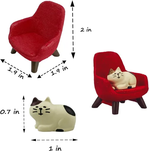 Miniatura 2 de Refintural Figuras de Gato en Miniatura con Sofá Pequeño - Figuras de Mini Gatos de Resina, Accesorios de Escritorio en Miniatura de Gatito - Regalo