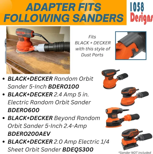 Miniatura 2 de Adaptador de manguera de vacío compatible con BLACK+DECKER lijadora de órbita aleatoria de 5 pulgadas BDERO100 BDERO600 BDERO200AEV BDEQS300