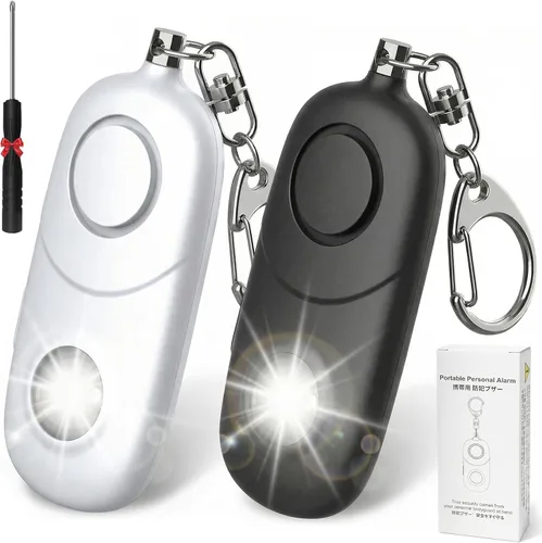 Miniatura 10 de Alarma personal para mujeres, llavero de alarma: Qoosea 135dB llavero de emergencia sirena con luz estroboscópica sirena fuerte para mujeres, niños