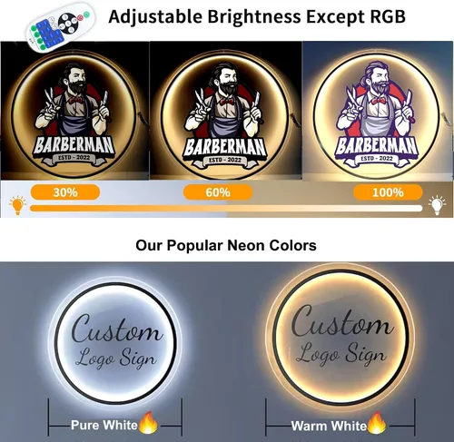 Miniatura 3 de Letreros de logotipo de neón retroiluminados de acrílico personalizables, letrero de logotipo de negocios iluminado por LED totalmente Letrero