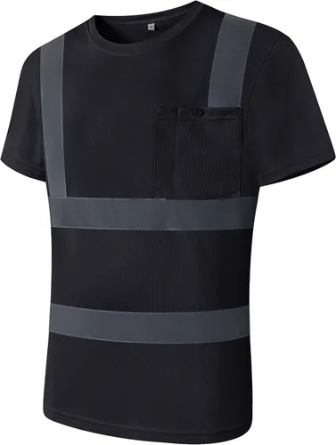 Miniatura 3 de JKSafety Paquete de 3 prendas de seguridad reflectantes de alta visibilidad Camiseta de trabajo diario color negro con tiras reflectantes cosidas