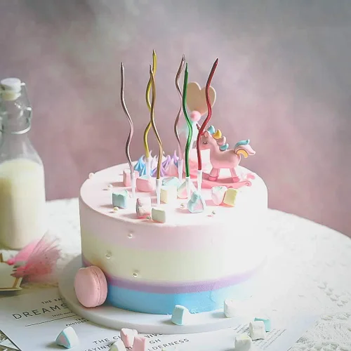 Miniatura 8 de Juego de velas de cumpleaños Twisty, velas metálicas coloridas de bobina rizada, juego de velas largas y delgadas para boda, suministros para Dorado