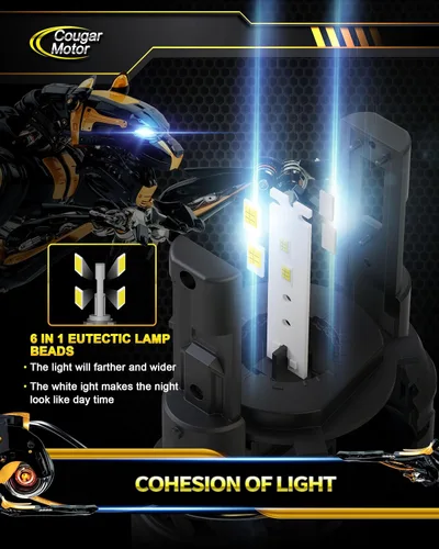 Miniatura 2 de Cougar Motor - Bombillas H4, 9003 luces antiniebla 6500K blancas sin polaridad para uso en carretera o todoterreno, enchufe y uso - Paquete de 2