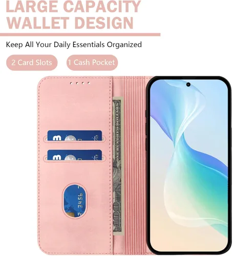 Miniatura 2 de Funda compatible con Motorola Moto E22 4G, compatible con Motorola Moto E22i 4G Card Slotting Wallet Phone Funda de cuero rosa