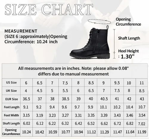 Miniatura 3 de Vepose Botines de combate 25 para mujer con cordones y cremallera interior de media pantorrilla para mujer