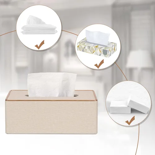 Miniatura 4 de Cubierta de caja de pañuelos, soporte de caja de pañuelos de cuero PU Rectangular Box Covers para el hogar/oficina/decoración del coche 9.84 "X5.23
