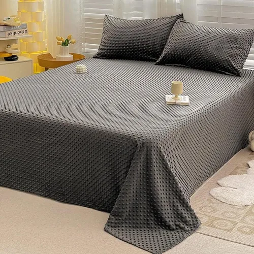 Miniatura 6 de Sábana de cama de punto Minky sólido, sábana de forro polar de terciopelo cálido, sábana encimera, manta de cama ligera, individual, gris oscuro