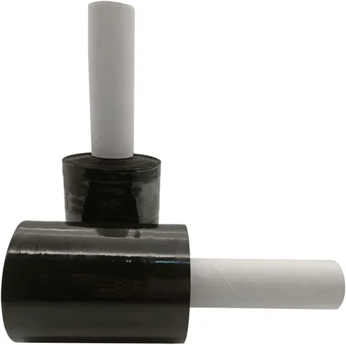 Miniatura 9 de Película elástica con asa, 5 pulgadas x 1000 pies, envoltura retráctil para suministros de mudanza, película de plástico negra autoadhesiva