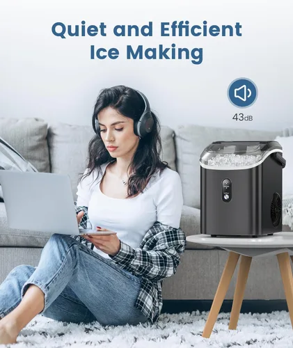 Miniatura 6 de Antarctic Star Máquina de hielo para encimera con hielo de pellets masticable suave, 34 libras/24 horas, operación con un solo clic, máquina