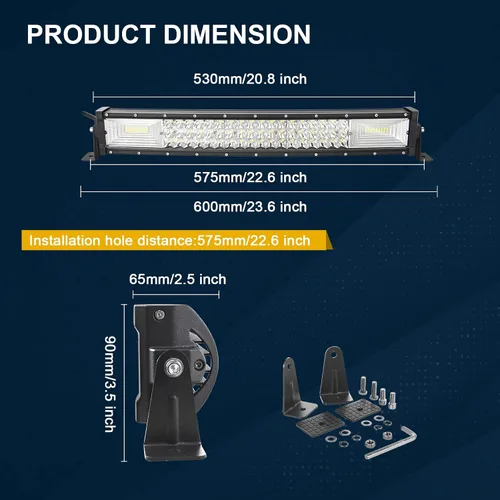Miniatura 2 de Willpower Barra de luz de trabajo curvada de triple fila, 22 pulgadas, 270 W, luz de conducción, luz antiniebla, iluminación todoterreno, para SUV
