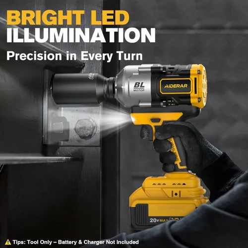 Miniatura 9 de Llave de impacto inalámbrica de 20 V para batería DeWalt, 1500 Nm (1106 pies-libras) pistola de impacto sin escobillas de 1/2 pulgada, herramienta