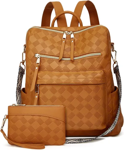 Miniatura 8 de Makes - Mochila multiusos para mujer, de piel sintética, y diseño convertible con monedero, 2 piezas