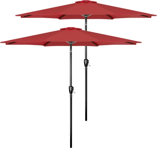 Miniatura 8 de Simple Deluxe Sombrilla de patio al aire libre, protección UV, con botón de inclinación/manivela y 8 varillas resistentes, para mesa, jardín, Azul